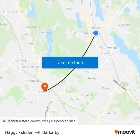 Häggviksleden to Barkarby map