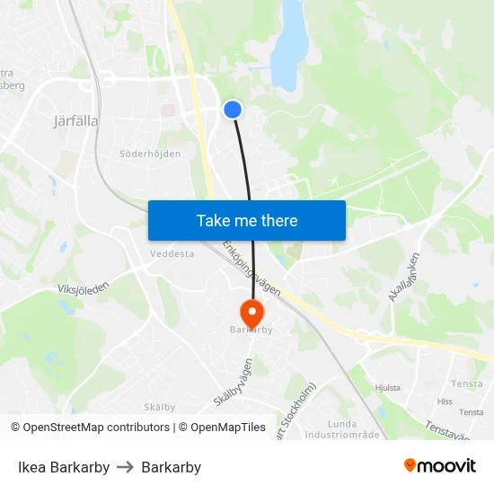 Ikea Barkarby to Barkarby map