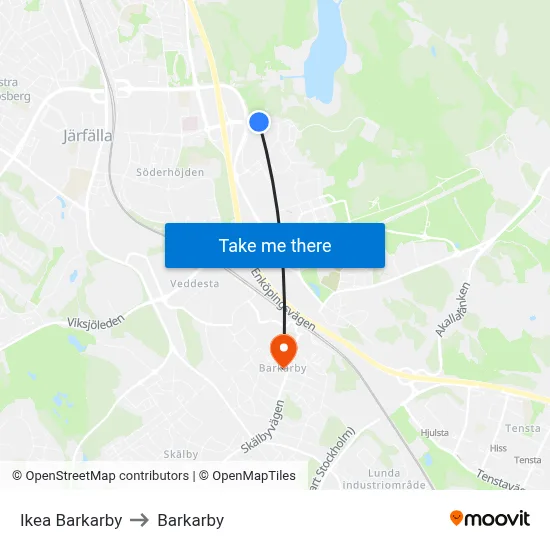 Ikea Barkarby to Barkarby map