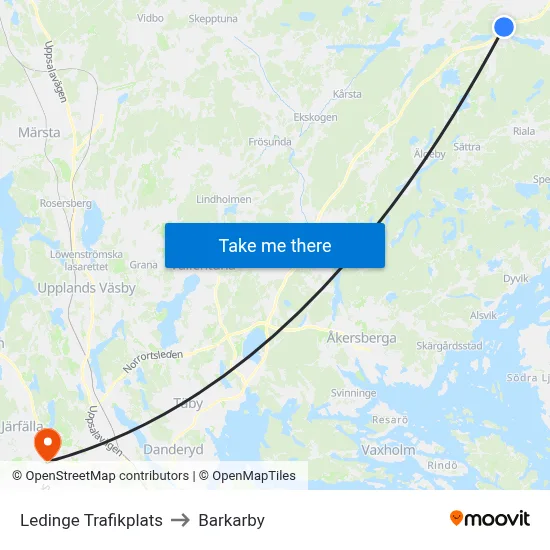 Ledinge Trafikplats to Barkarby map