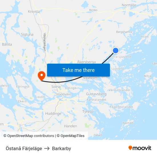 Östanå Färjeläge to Barkarby map