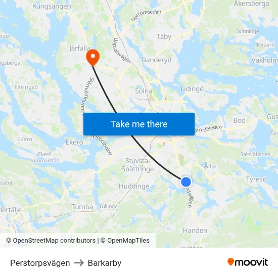 Perstorpsvägen to Barkarby map