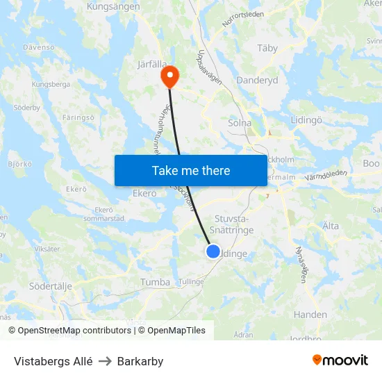 Vistabergs Allé to Barkarby map
