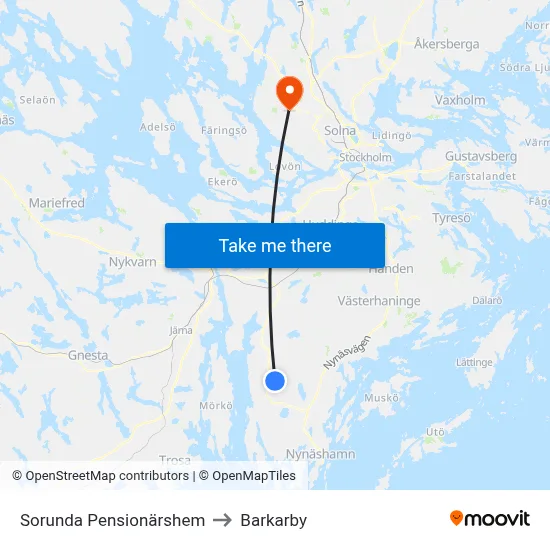 Sorunda Pensionärshem to Barkarby map