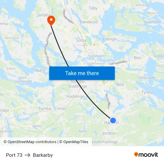 Port 73 to Barkarby map
