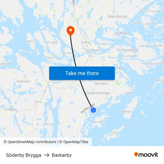Söderby Brygga to Barkarby map