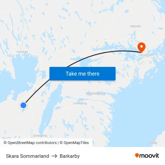 Skara Sommarland to Barkarby map
