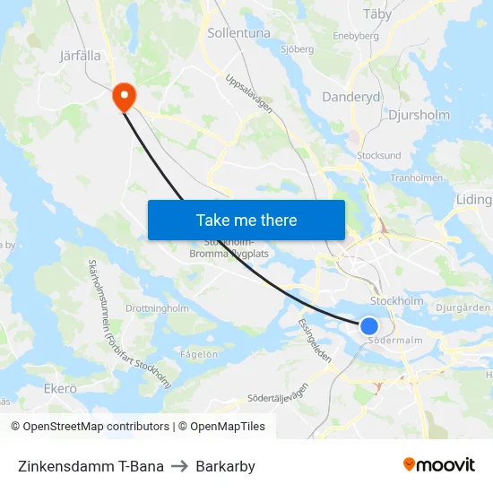 Zinkensdamm T-Bana to Barkarby map