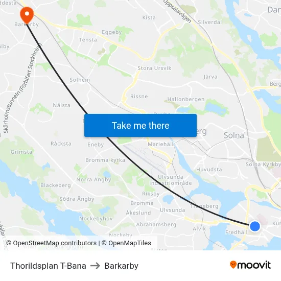 Thorildsplan T-Bana to Barkarby map