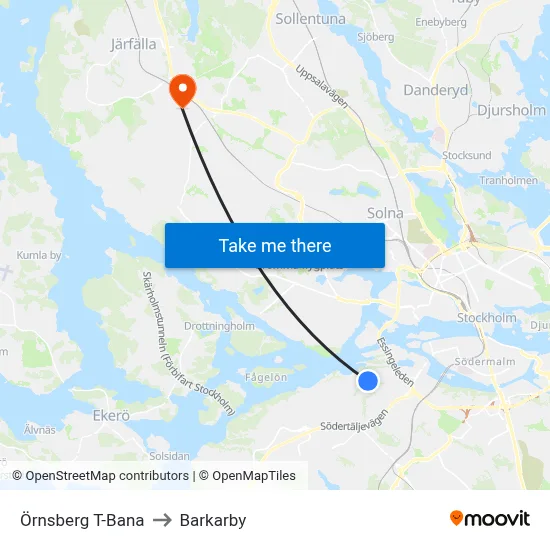 Örnsberg T-Bana to Barkarby map