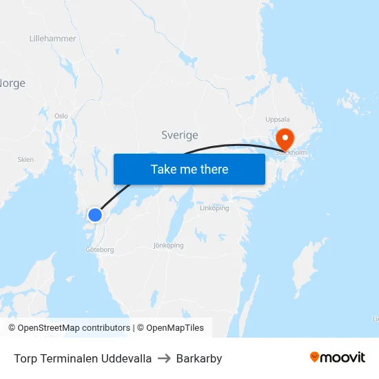 Torp Terminalen Uddevalla to Barkarby map
