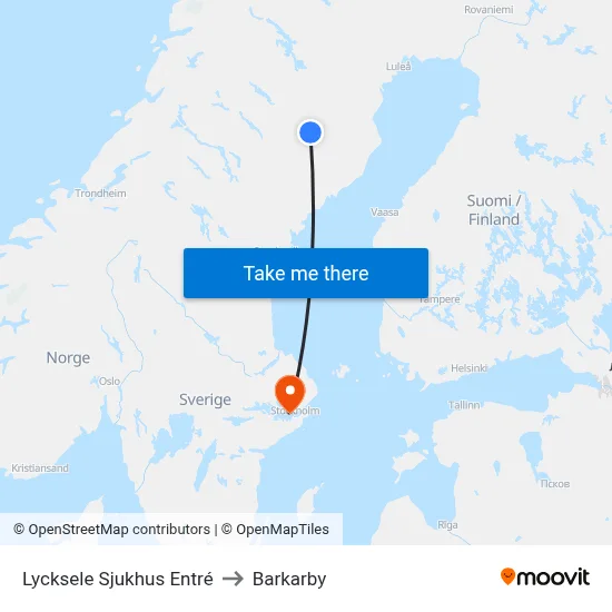 Lycksele Sjukhus Entré to Barkarby map