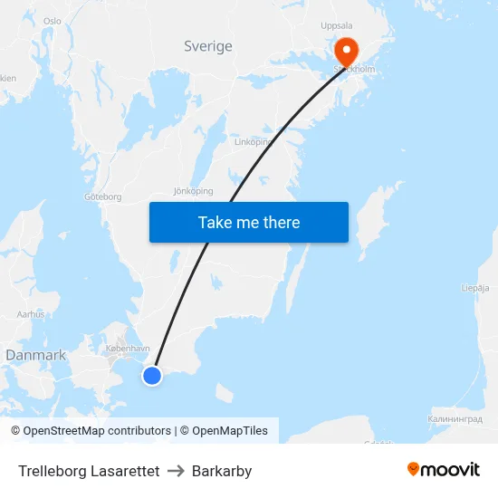 Trelleborg Lasarettet to Barkarby map