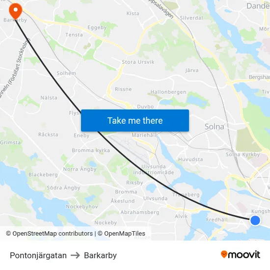 Pontonjärgatan to Barkarby map