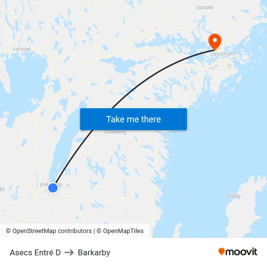 Asecs Entré D to Barkarby map