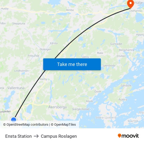 Ensta Station to Campus Roslagen map