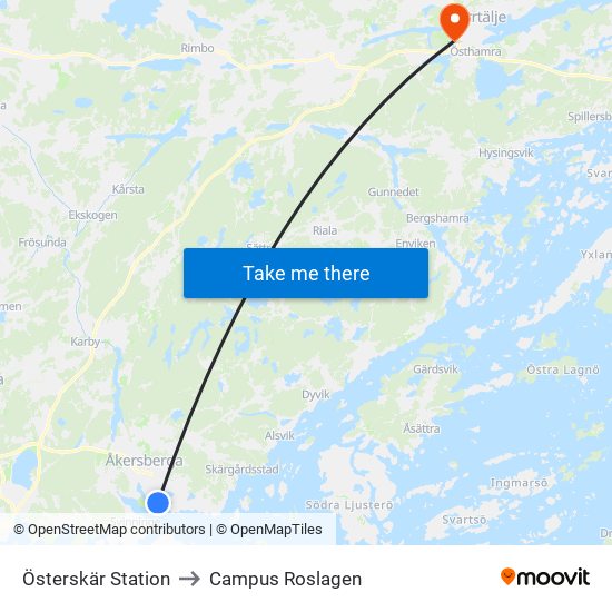 Österskär Station to Campus Roslagen map