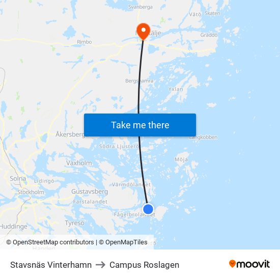 Stavsnäs Vinterhamn to Campus Roslagen map