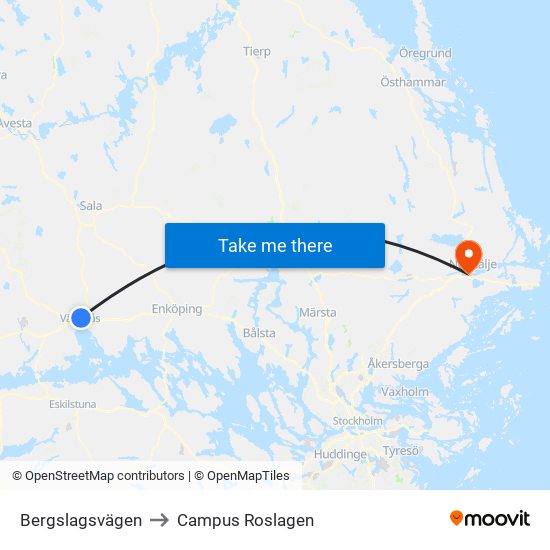 Bergslagsvägen to Campus Roslagen map