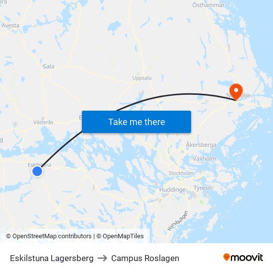 Eskilstuna Lagersberg to Campus Roslagen map