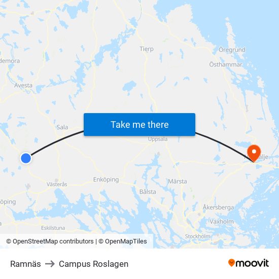 Ramnäs to Campus Roslagen map