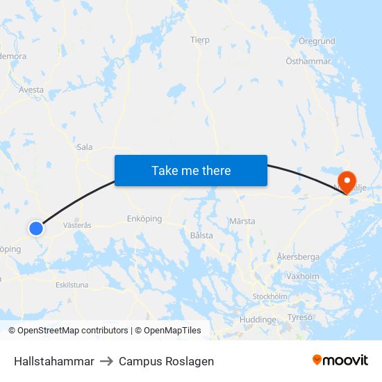 Hallstahammar to Campus Roslagen map