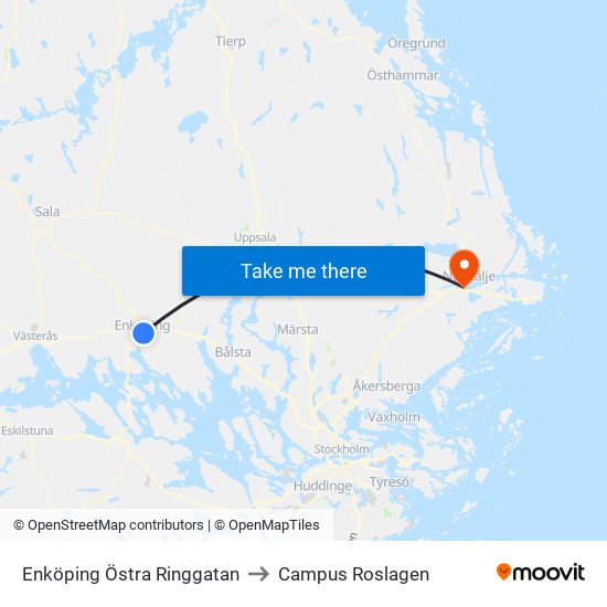 Enköping Östra Ringgatan to Campus Roslagen map