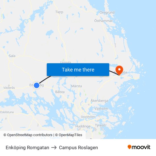 Enköping Romgatan to Campus Roslagen map