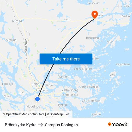 Brännkyrka Kyrka to Campus Roslagen map