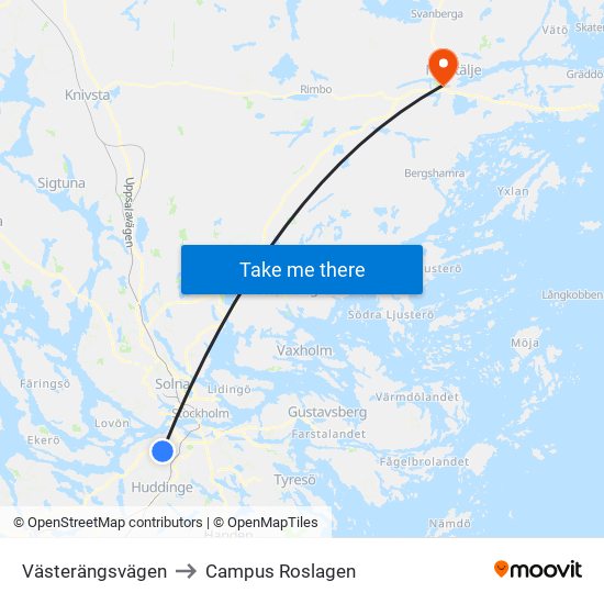 Västerängsvägen to Campus Roslagen map