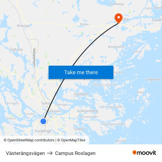 Västerängsvägen to Campus Roslagen map