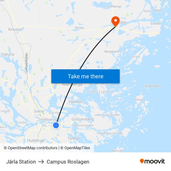 Järla Station to Campus Roslagen map