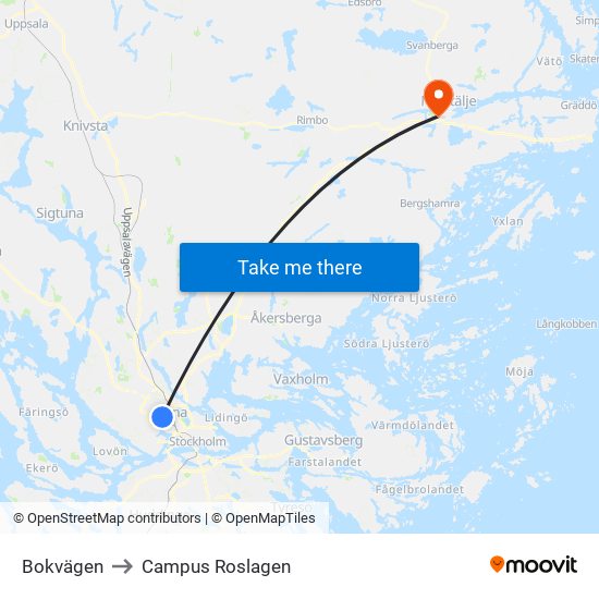 Bokvägen to Campus Roslagen map