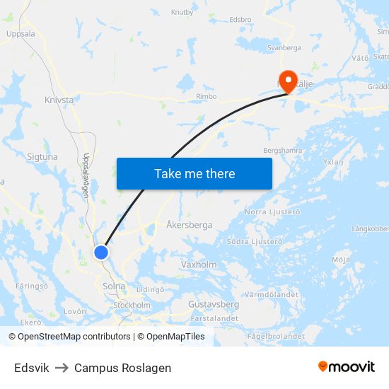 Edsvik to Campus Roslagen map