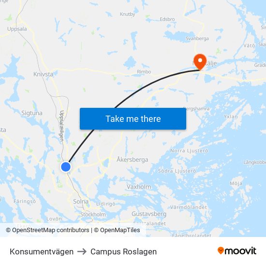 Konsumentvägen to Campus Roslagen map