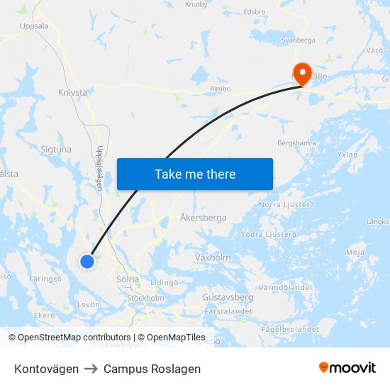 Kontovägen to Campus Roslagen map