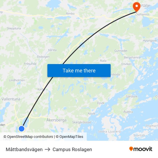 Måttbandsvägen to Campus Roslagen map