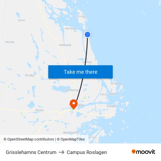 Grisslehamns Centrum to Campus Roslagen map