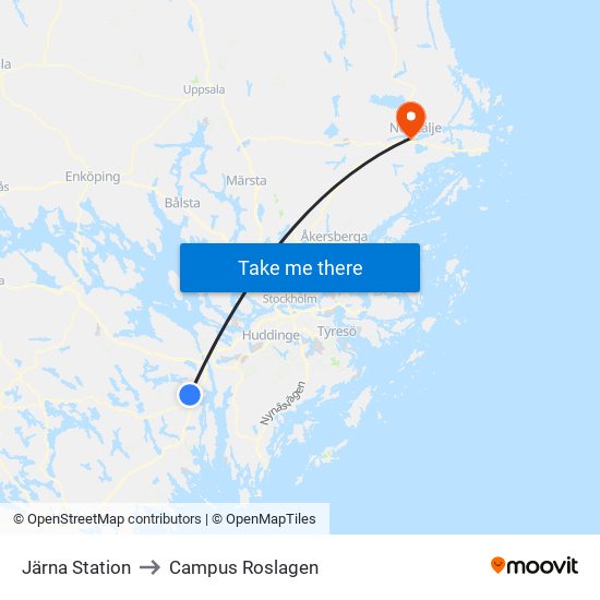 Järna Station to Campus Roslagen map