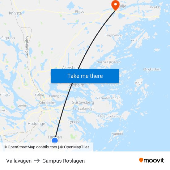 Vallavägen to Campus Roslagen map