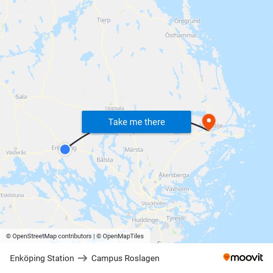 Enköping Station to Campus Roslagen map