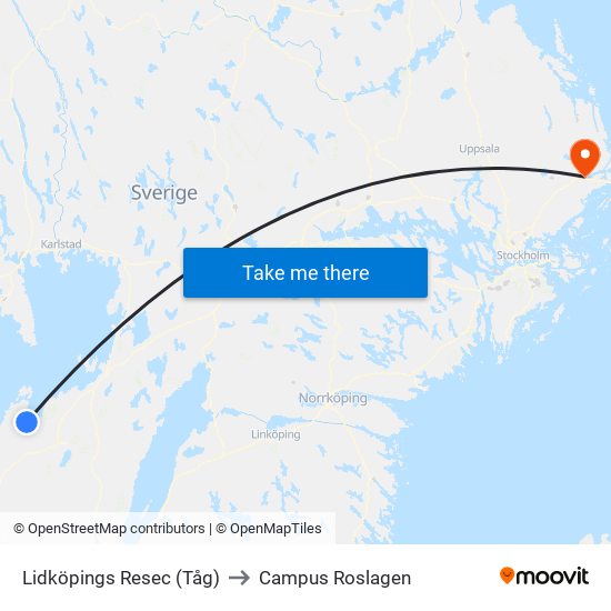 Lidköpings Resec (Tåg) to Campus Roslagen map