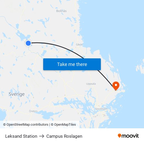 Leksand Station to Campus Roslagen map