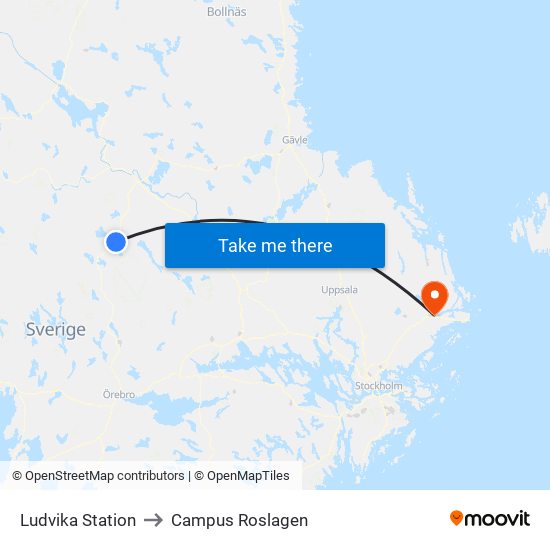 Ludvika Station to Campus Roslagen map