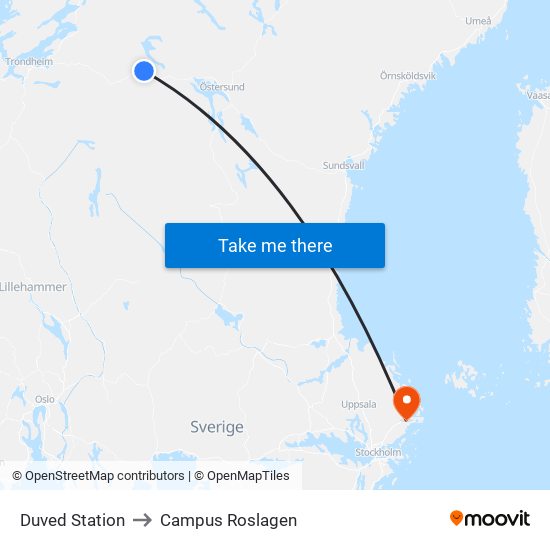 Duved Station to Campus Roslagen map