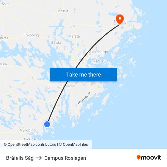 Bråfalls Såg to Campus Roslagen map