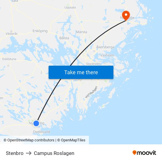 Stenbro to Campus Roslagen map