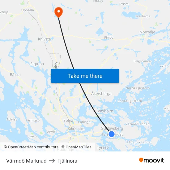 Värmdö Marknad to Fjällnora map