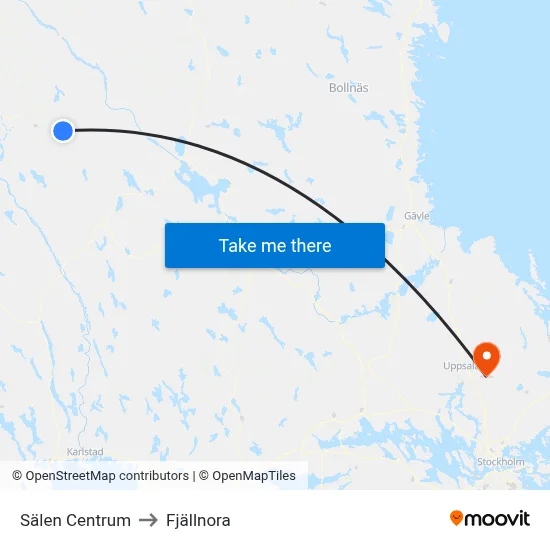 Sälen Centrum to Fjällnora map