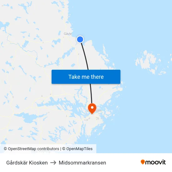Gårdskär Kiosken to Midsommarkransen map